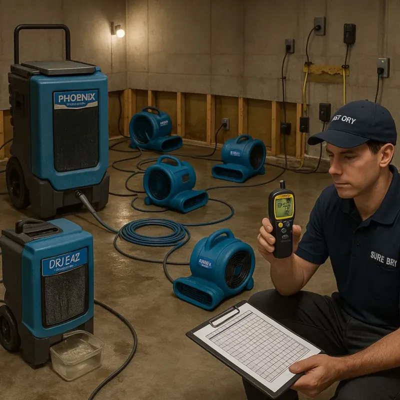 Structural Drying and Dehumidification process in Rio Vista, CA